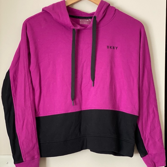 Dkny Sweaters - DKNY Pink and Black Hoodie Sweater